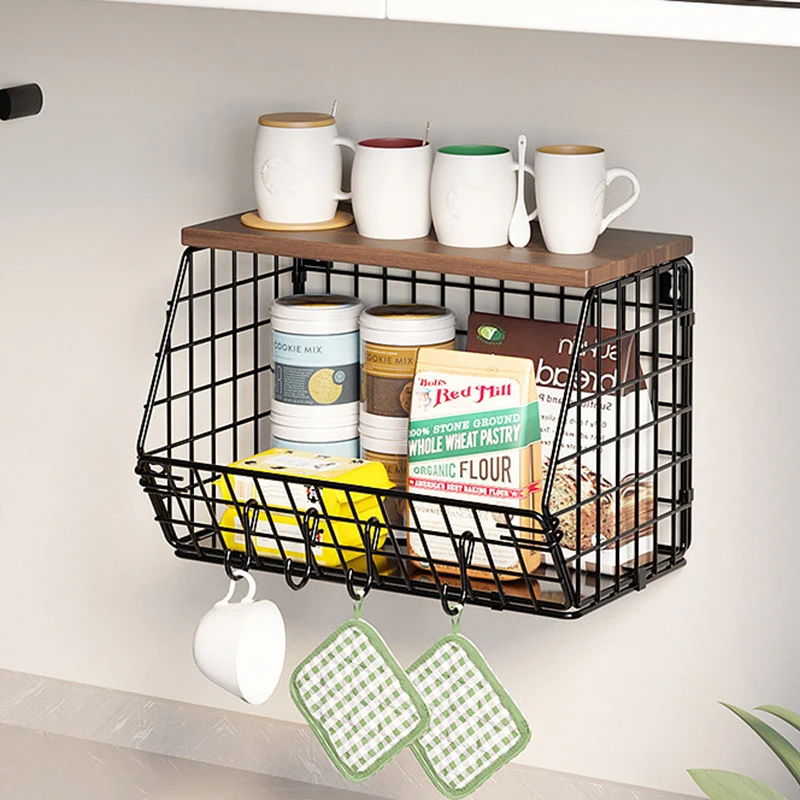 Stackable storage basket for kitchen counter wall hanging fruit storage snack box storage basket hanging food storage room