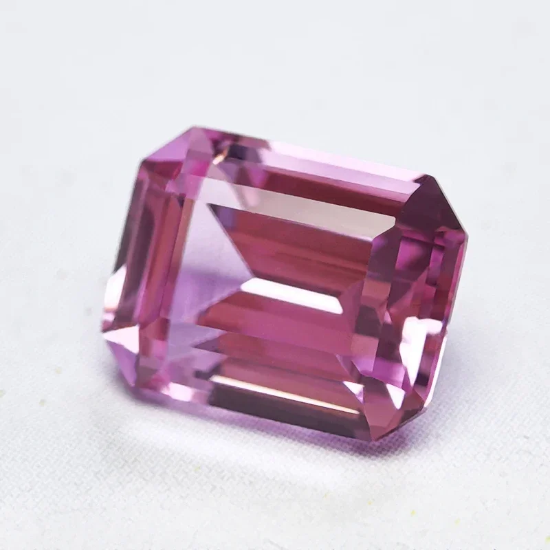 Lab Grown Sapphire Emerald Cut Pink Color Gemstone for Charms DIY Ring Necklace Earrings Materials Selectable AGL Certificate