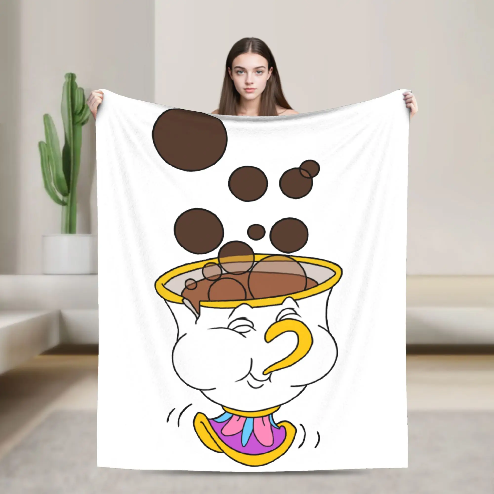 

Beauty and the Beast Chip Blowing Bubbles Blanket Cover Fleece Cartoon Super Soft Throw Blanket for Car Sofa Couch Bed Rug