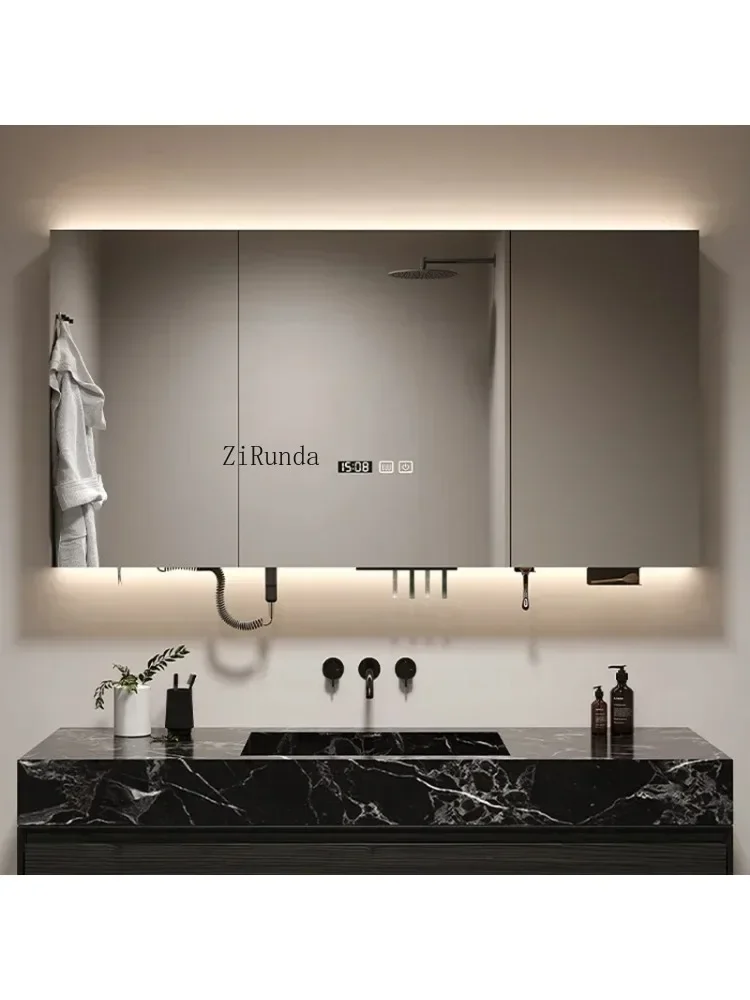 Зеркальный шкаф для ванной комнаты с подсветкой, противотуманный, антикоррозийный, зеркальный шкаф для ванной комнаты, туалетный столик для хранения, мебель для дома