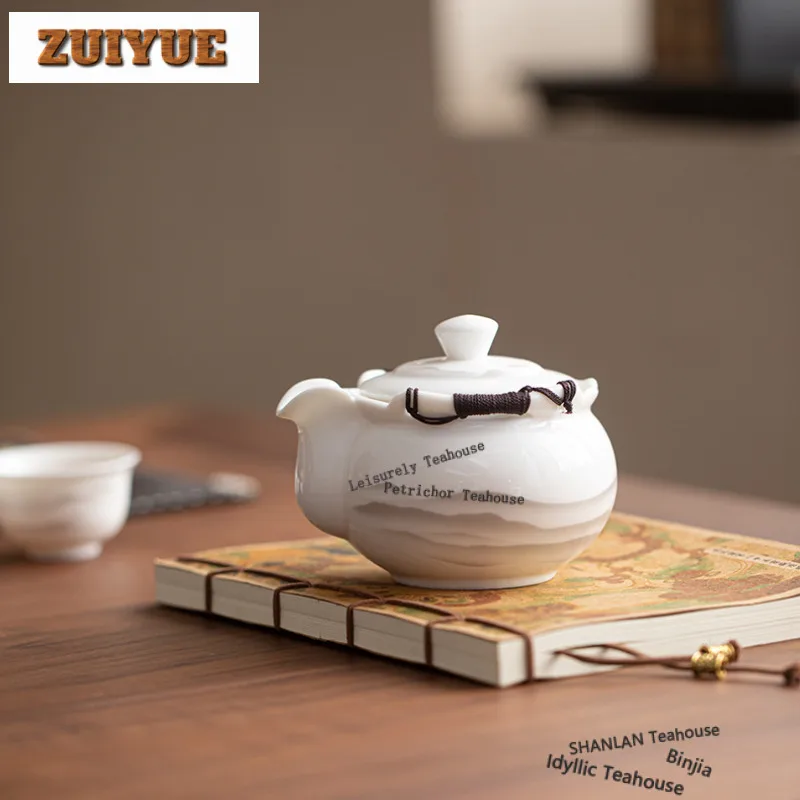 260ml Ink Wash Distant Hills Hand Grab Teapot Creative Tea Infuser Pot Tea Maker Kettle With Strainer Teaware Ornaments Craft