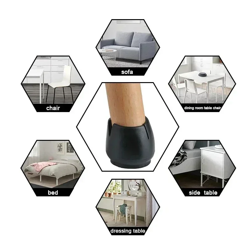 8pcs New Rubber Chair Ferrules Anti Scratch Floor Protector Table Feet Leg Cap End Wear-resistant Chair Leg Cap Covers Non-slip
