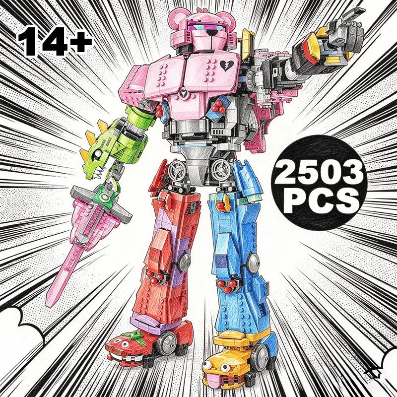 2503PCS Creative Colorful Mecha Team Leader Building Blocks Robot Model Assemble Bricks Toy Gift For Adult Teenagers