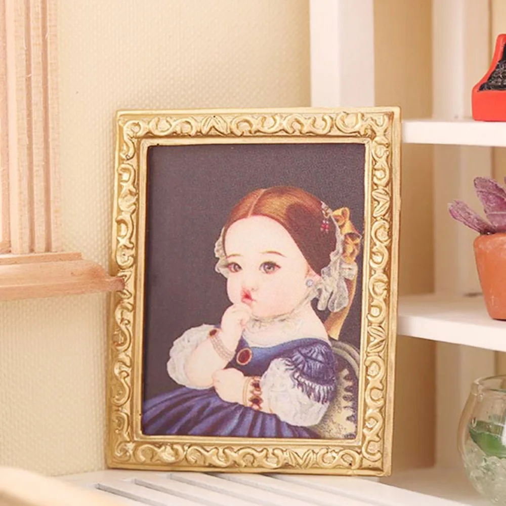 1:12 Dollhouse Miniature Mural Dollhouse Vintage Painting Photos Dollhouse Miniature Oil Painting Resin Cute