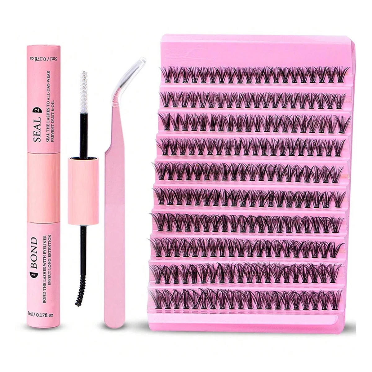 200pcs Individual Lashes Cluster, 8-16mm D Curl Lash Extension Kit With Lash Bond And Seal Glue, Eyelashes Makeup Tools