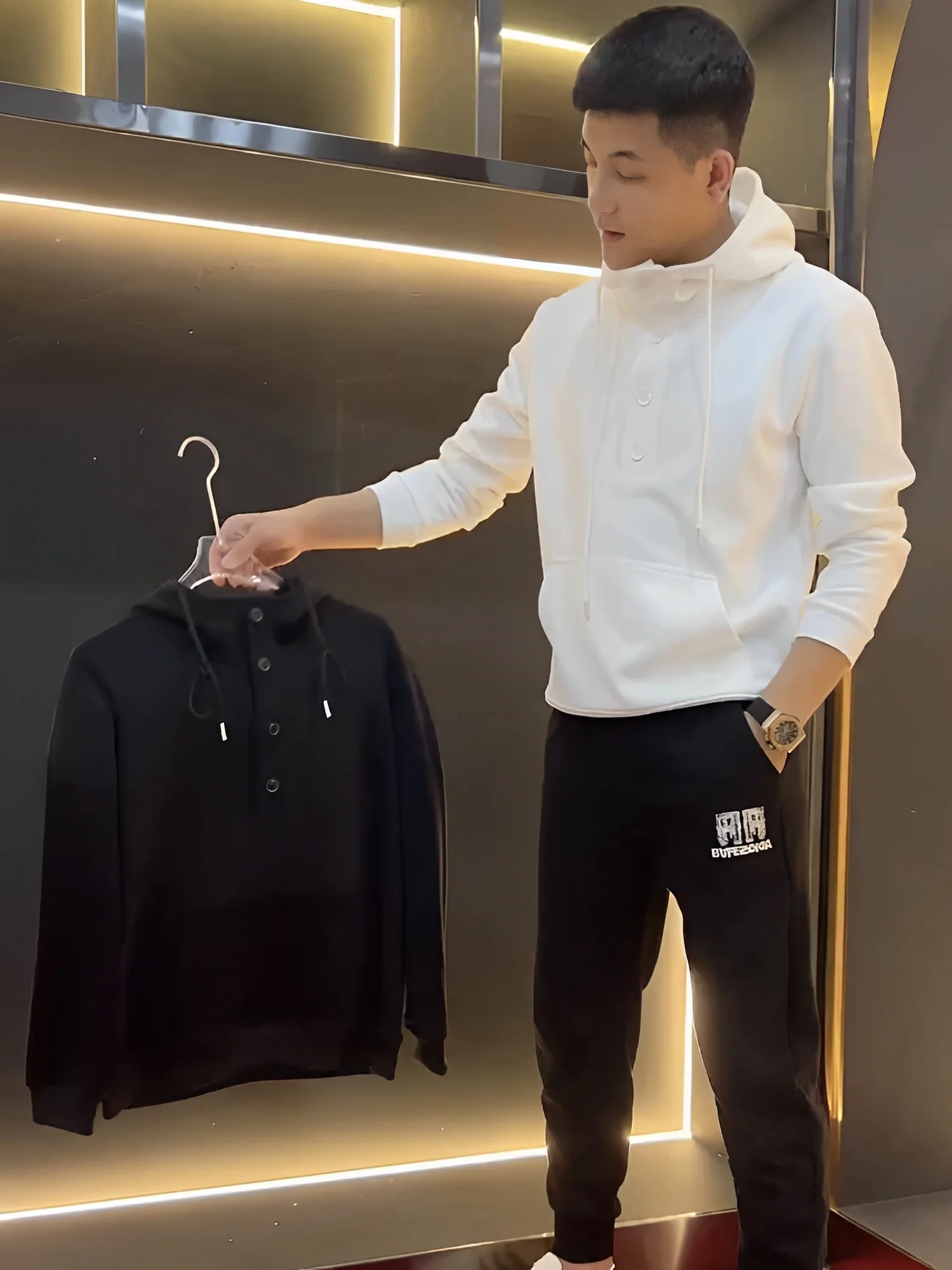 

Spring Autumn Men's Hoodie Long Sleeve Sweatshirt Casual Outerwear Pure Color Versatile T-Shirt Spring 2024 Loose Fit