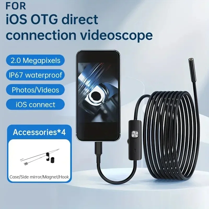 Endoscope Camera 8mm  For iPhone  Cars Endoscopic  Waterproof 8 LEDs Borescope Automobile engine Inspection iPhone