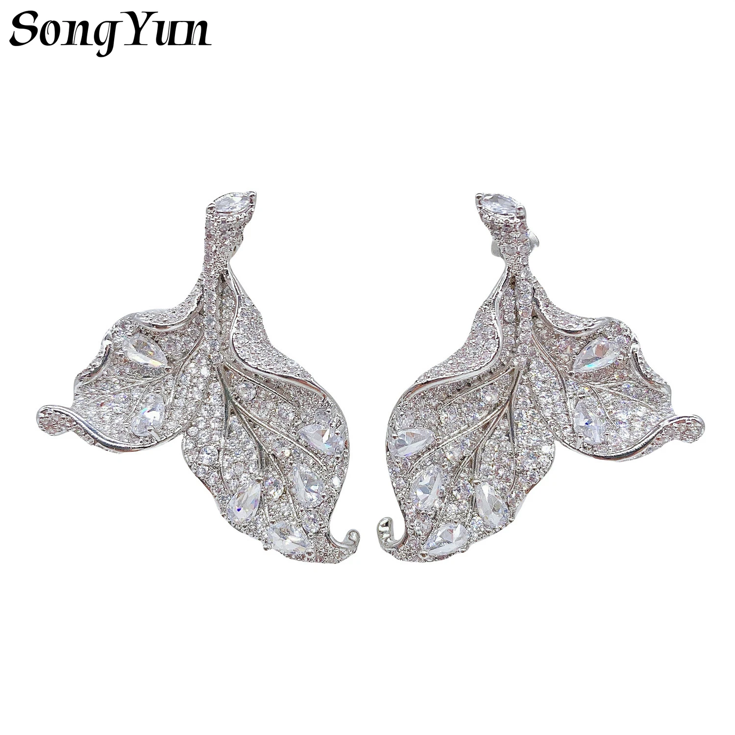 

SongYun Jewelry MHT Quality Brass Stud Earrings Dangle CZ 7A Zircon Anniversary Gift Premium Jewelry Women Earring Jewelry