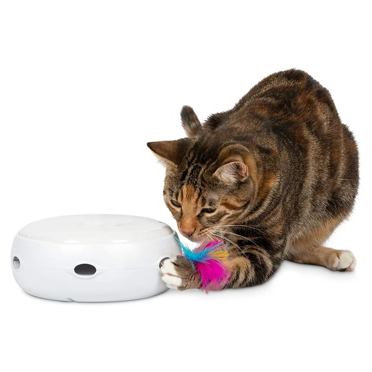 New Electric Smart Cat Toy Set Funny Interactive Cat Stick Crazy Mouse Chasing Scratching Donut Shape with Rotating Feather