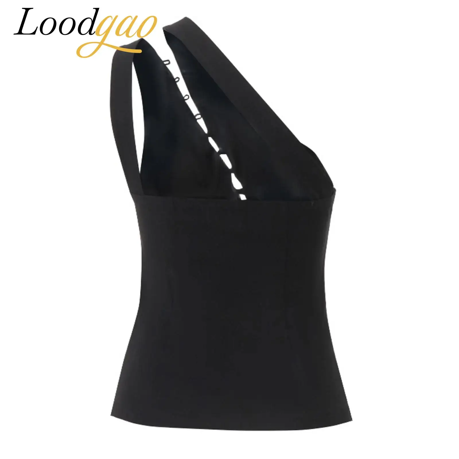 

Модные женские жилеты без рукавов на одно плечо, женский рабочий повседневный костюм, жилеты, шикарный жилет с открытой спиной, майка на пуговицах, топы