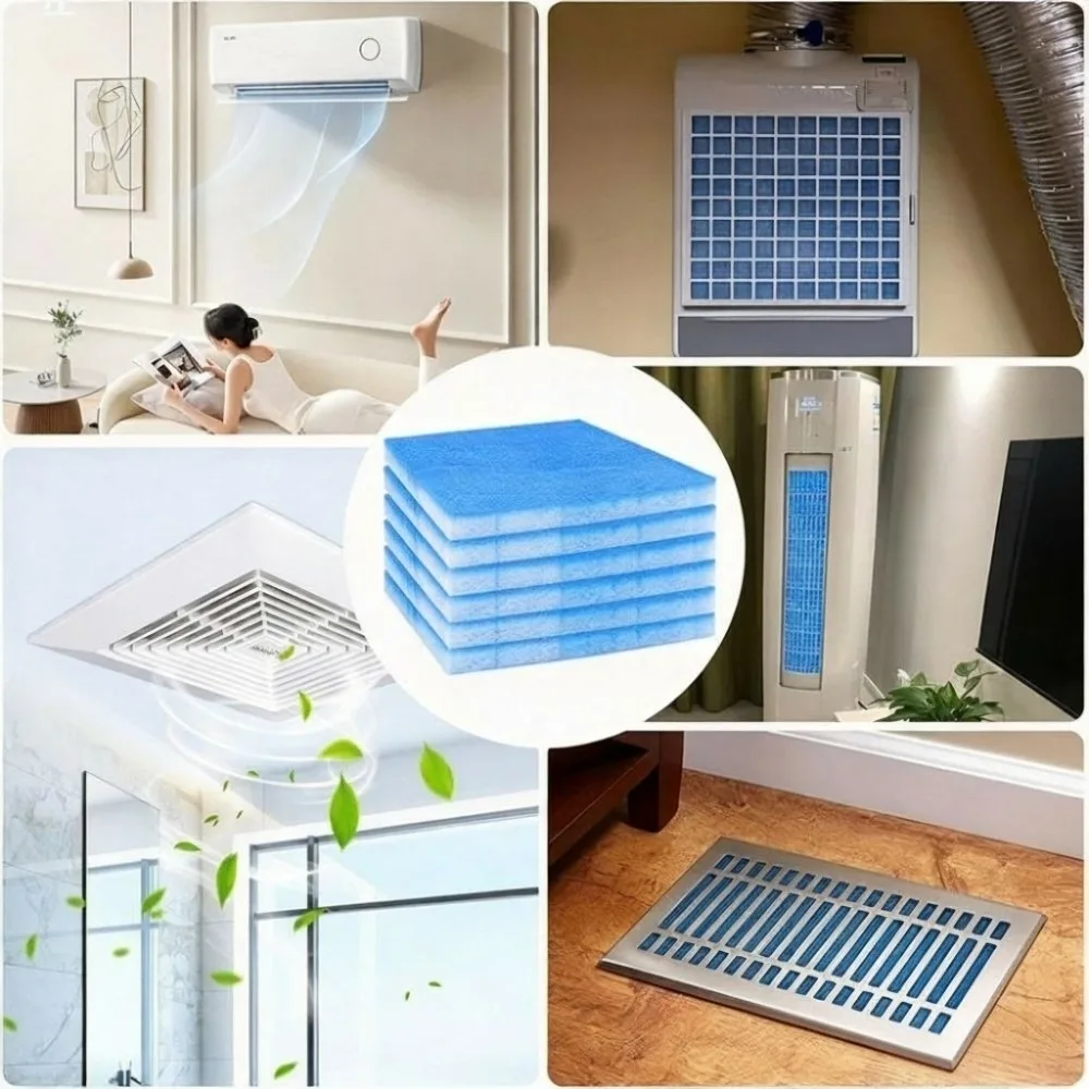 Reusable Air Filter Cotton Blue White Dust Removal Vent Filter Filter Sheet 10.5 x 10.5IN Furnace Vent Filter RV AC