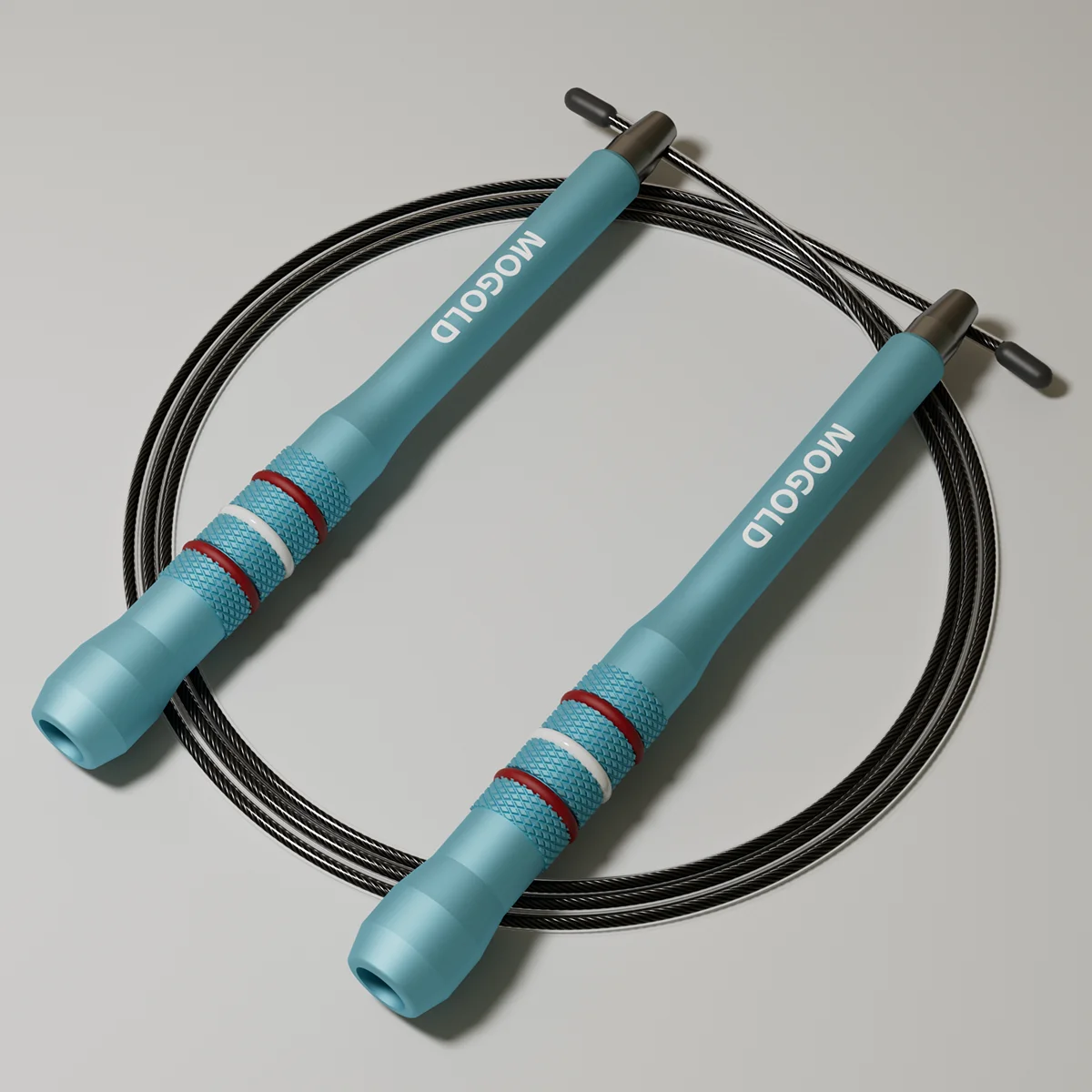 MOGOLD Professionelles Springseil – Hochwertiges Stahlseil und leichte, komfortable Griffe für Aerobic- und Fettverbrennungs-Workouts – Detail 2