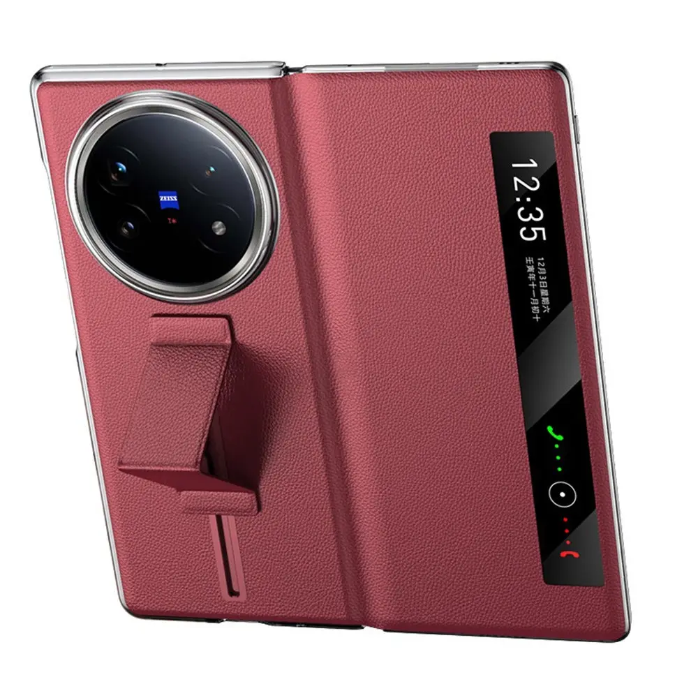 

Magnetic Luxury Plain PU Leather Flip Case for Vivo X Fold5 Wristband Holder Cover