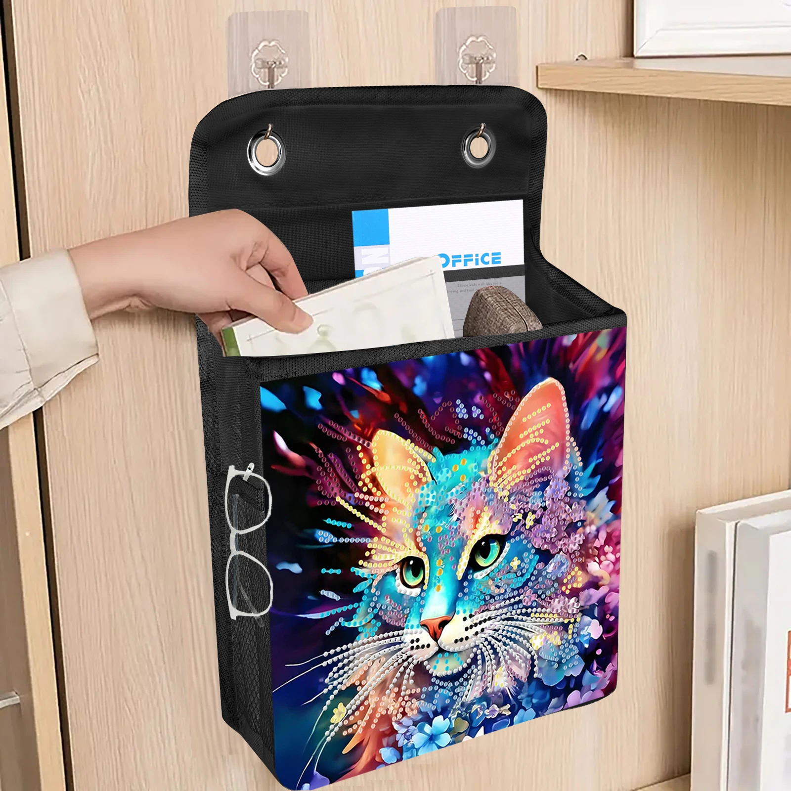 DIY Diamond Art Hanging Storage Bags Tiger Canvas Diamond Painting Hanging Storage Bag Handiwork Point Drill Wall Hanging Bags