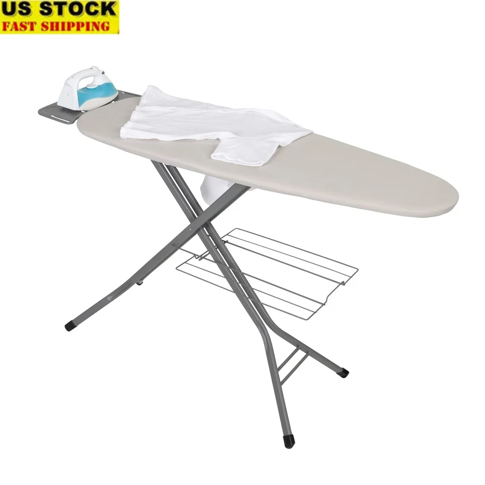 

Wide Top Adjustable Ironing Board with Sturdy Metal Iron Rest Portable Freestanding Clothes Rack Comfortable Height Adjustment