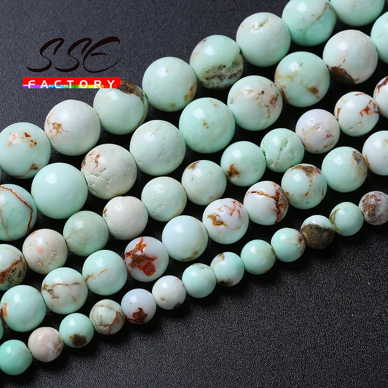 

6 8 10mm Natural Green Opal Stone Beads For Jewelry Making Round Loose Spacer Beads DIY Bracelets Necklaces Accessories 15" Inch