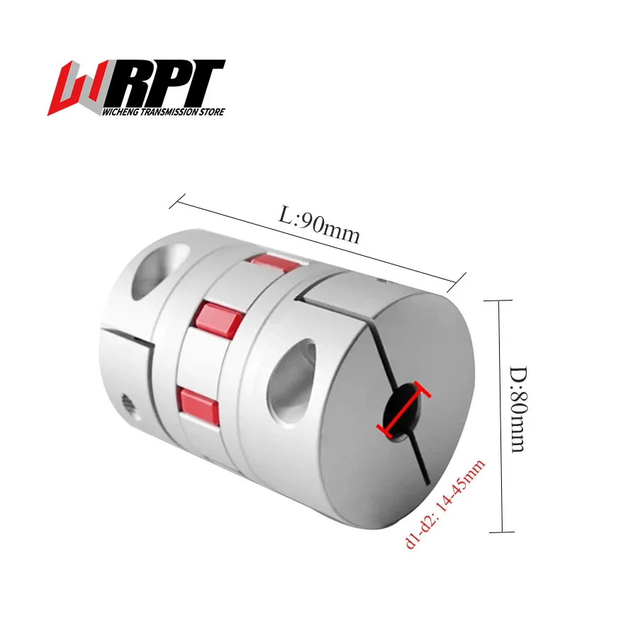 

Plum Blossom Coupling Star Screw Encoder Elastic High Torque Coupling Servo Motor Aluminum Coupling XB-80X90