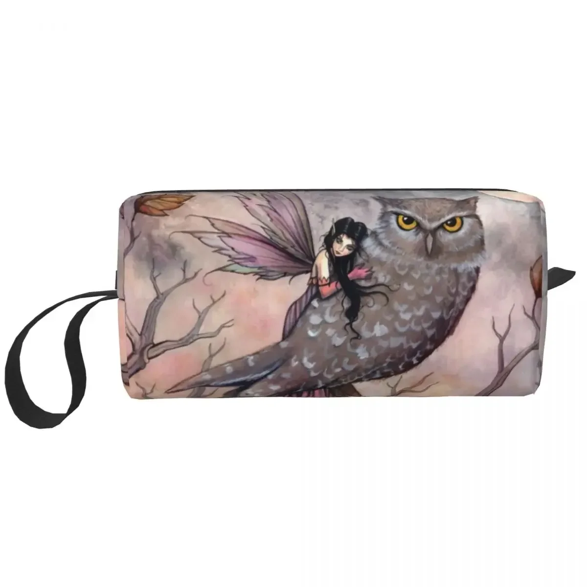 Custom Friendship Fairy And Owl Travel Cosmetic Bag Women Molly Harrison Makeup Toiletry Organizer Lady Beauty Storage Dopp Kit