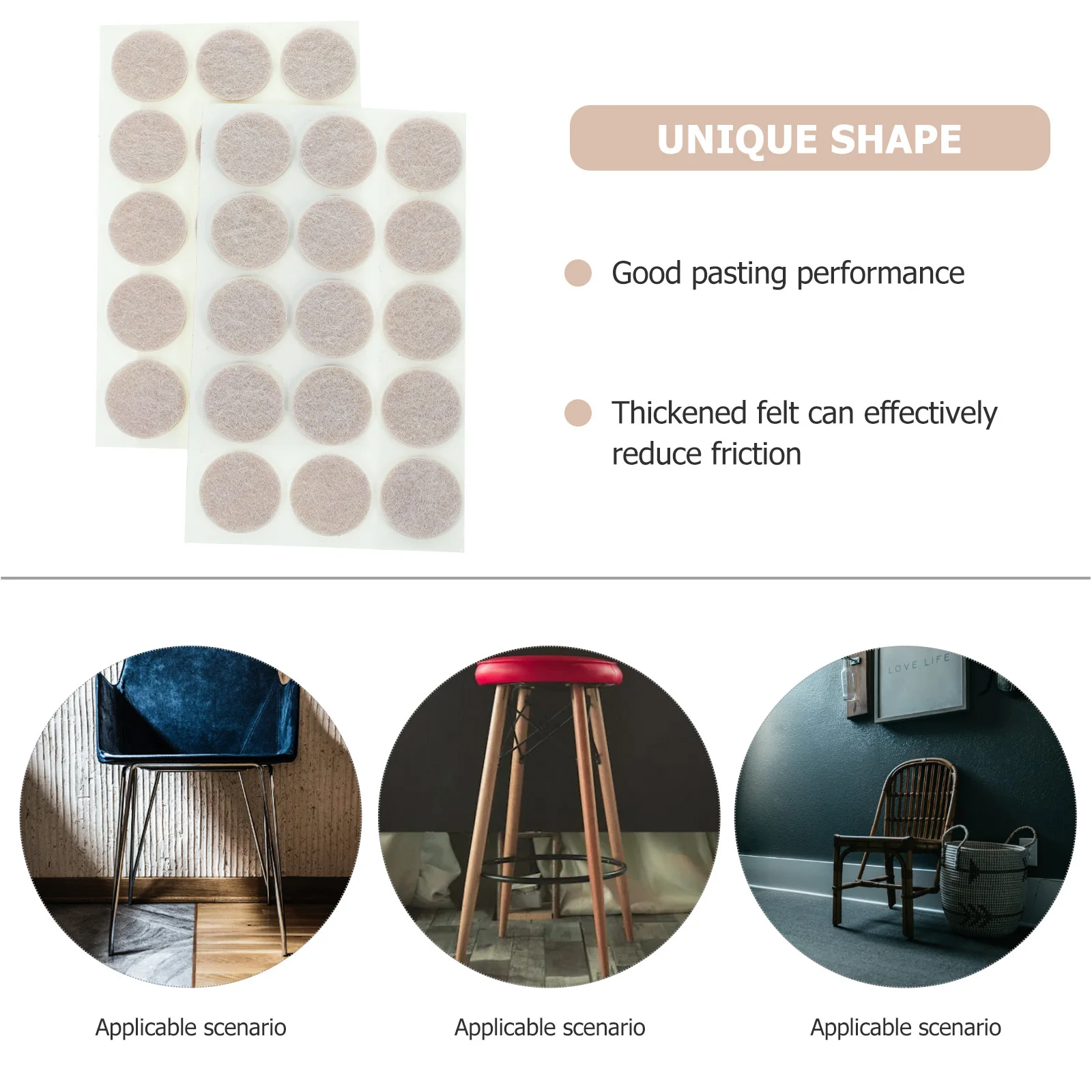 

225pcs Anti Slip Furniture Pads Felt Chair Leg Floor Protectors For Hardwood Adhesive Felt Pads Noise Reduction Wear Resistant