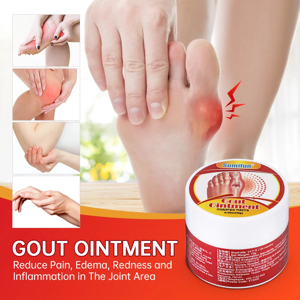 Sumifun 20g Gout Treatment Ointment Artritis Finger Bunion Toe Pain Relief Analgesic Cream Feet Care Chinese Medical Plaster