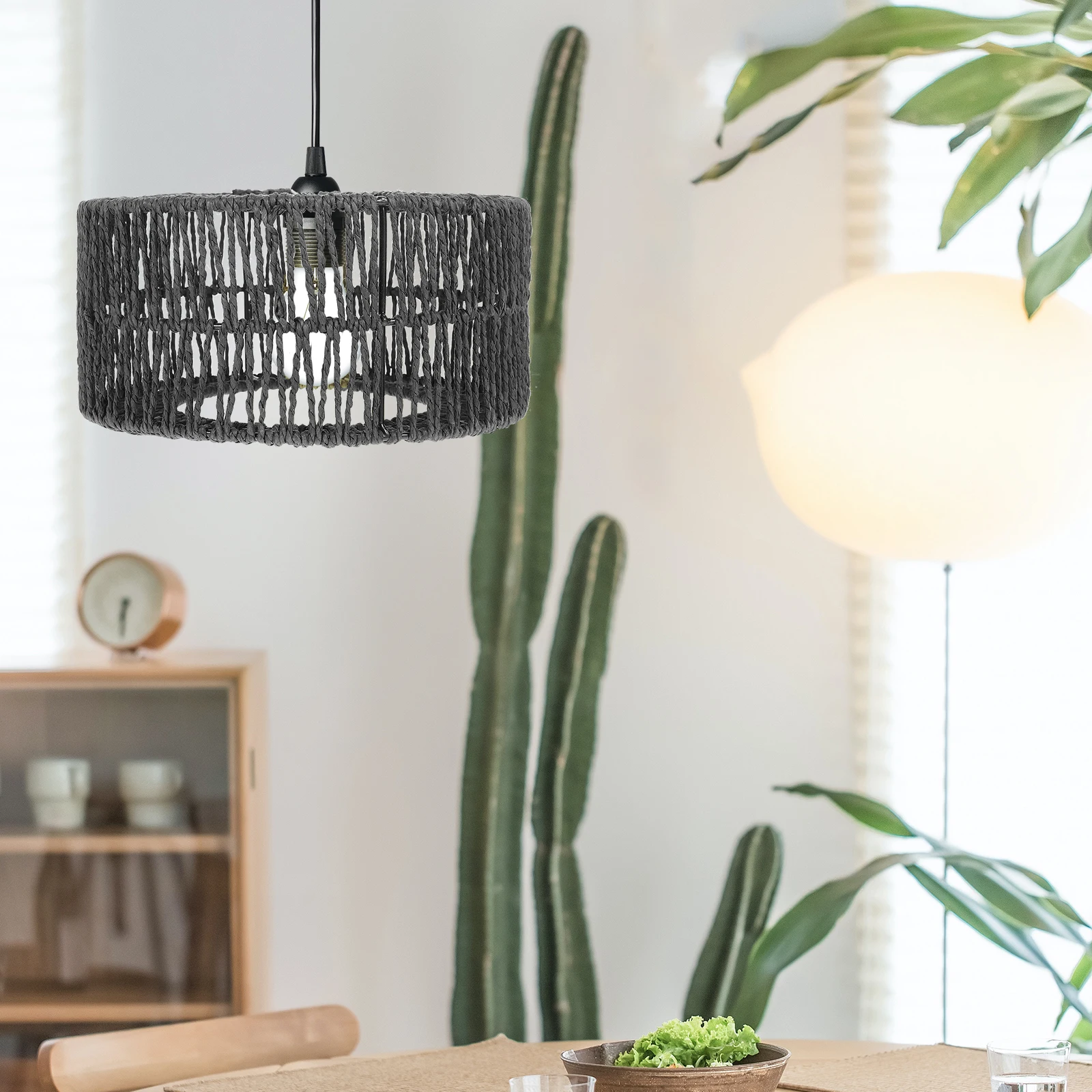 

Straw Rope Lampshade Small Yellow Braided Cover Style No Burrs Light Weight For Pendant Lamp Creating Atmosphere