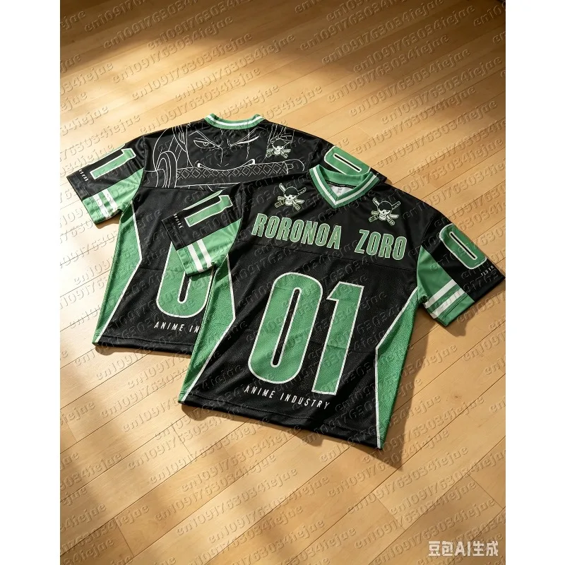 Roronoa Zoro One Piece 01 Print Oversized Basketball Jersey Men's Breathable Streetwear Summer Casual Anime Hip Hop Shirt
