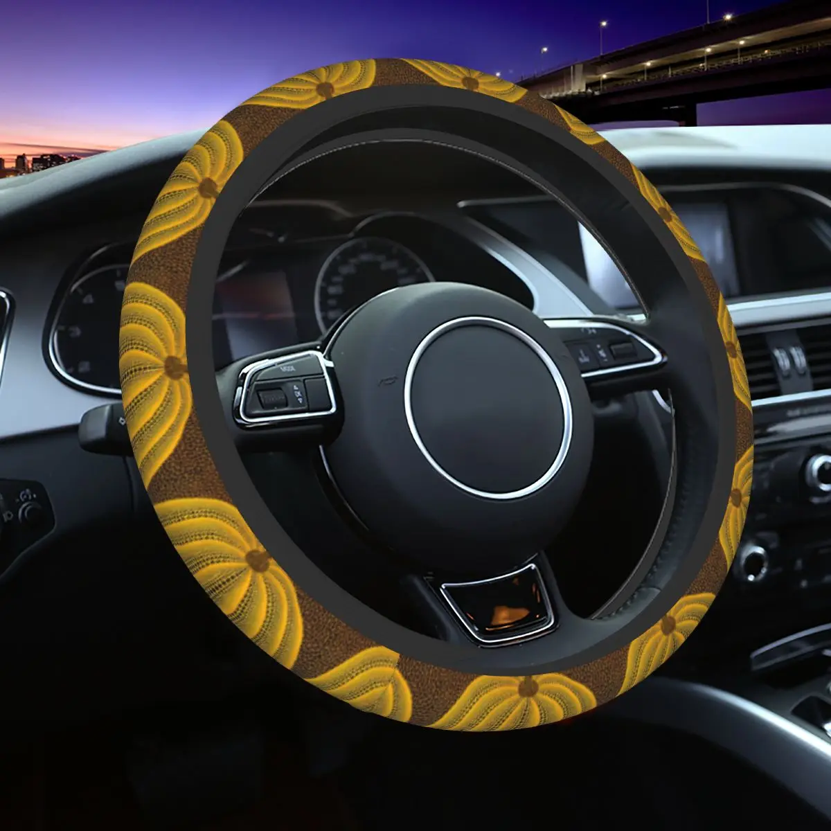 Yayoi Kusama Pumpkin Steering Wheel Covers Universal 37-38cm Girls Anti-Slip Steering Wheel Protector for SUV Car Accessories