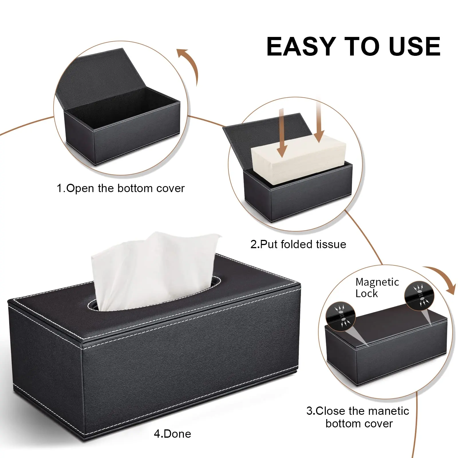 1 pc Tissue Box Cover Rectangular PU Leather Tissue Box Holder for Kleenex NapkinTissue Box Cover Rectangle