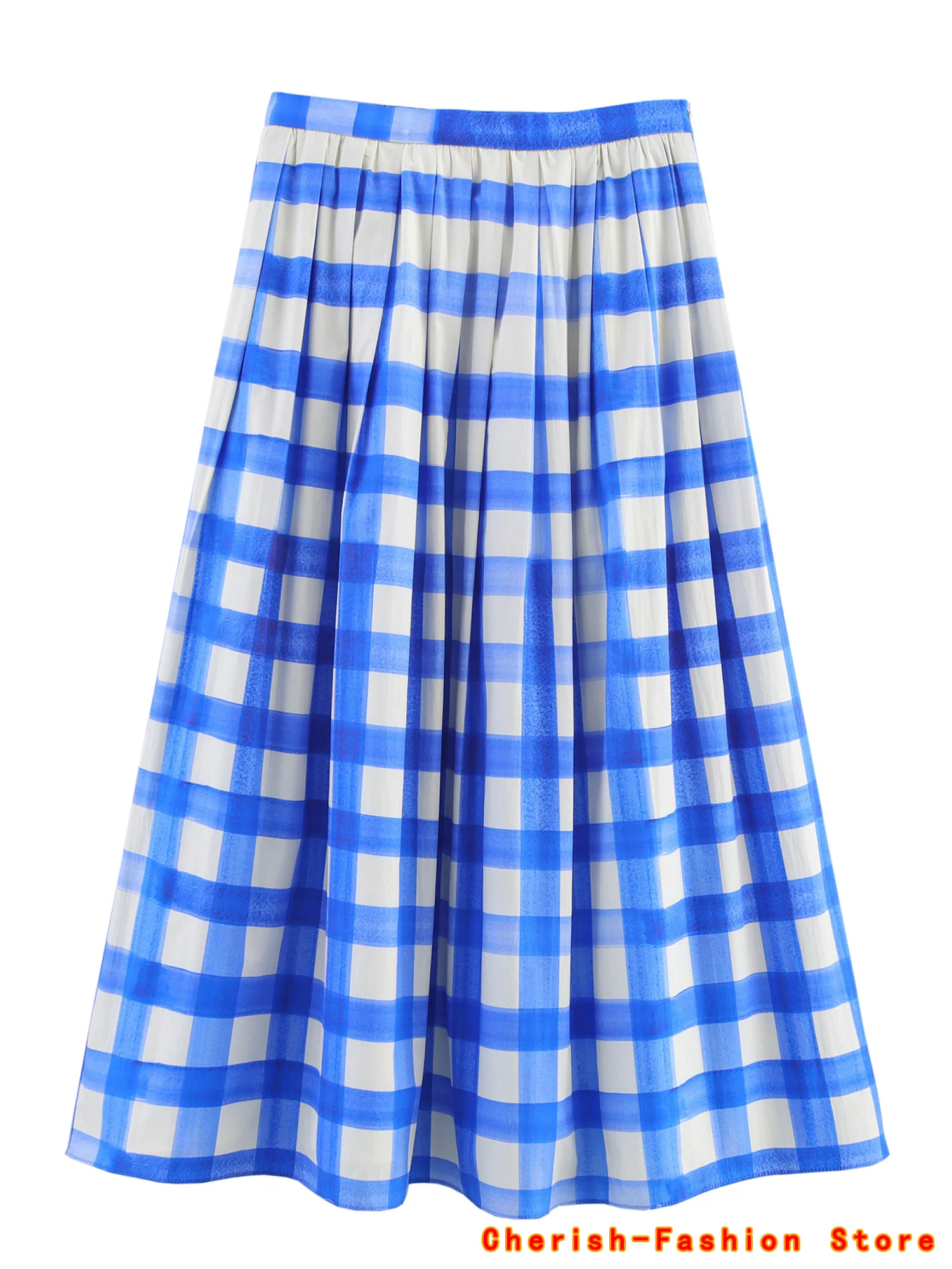 

Женские клетчатые милые плиссированные юбки в консервативном стиле, трапециевидные юбки с высокой талией до середины икры, тонкие сексуальные юбки в стиле Харадзюку, лето-весна