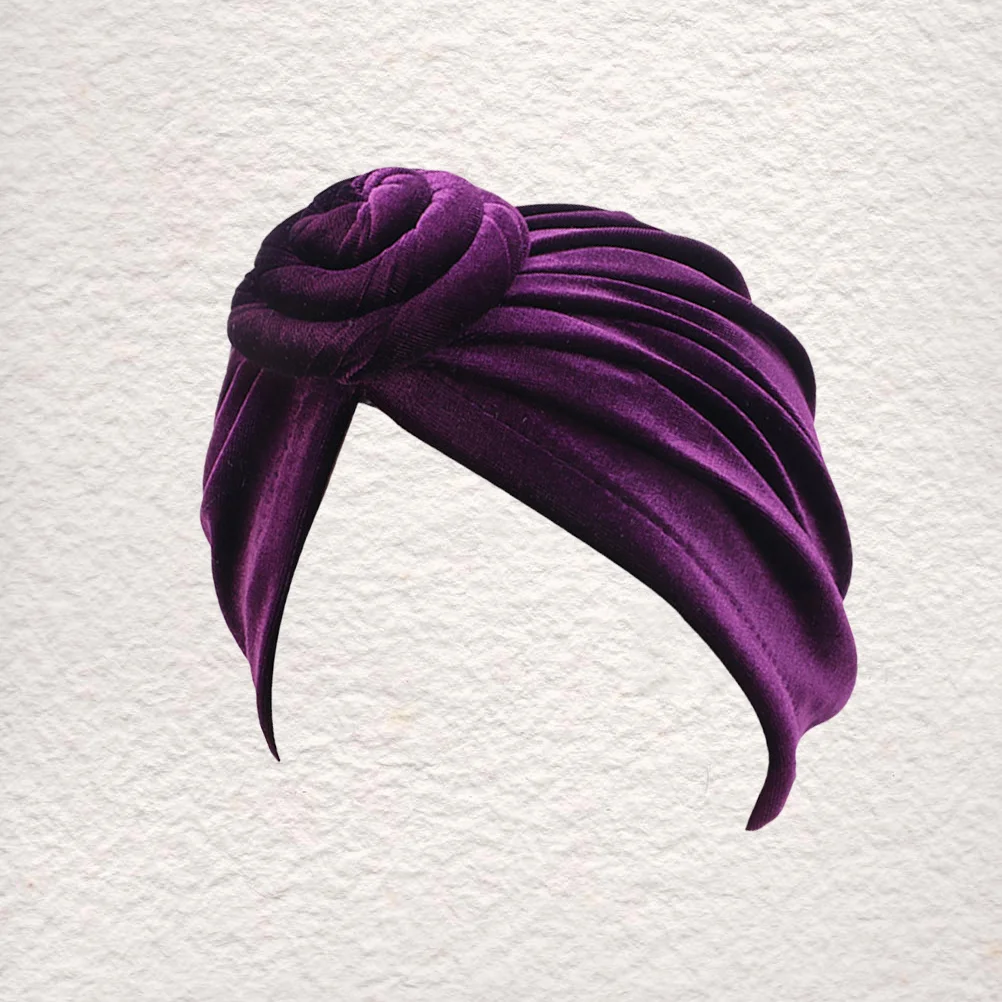 قبعة لف الرأس أنيقة منديل عمامة بوهيمية على الطراز الوطني قبعة استحمام أرجوانية خفيفة الوزن ومطاطة #6