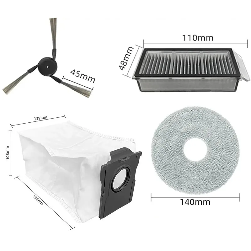 Passend für (Dreame L60 Ultra) Staubsauger-Ersatzteile Seitenbürste HEPA-Filter Wischtuch Staubbeutel Ersatz-Zubehör – Detail 1