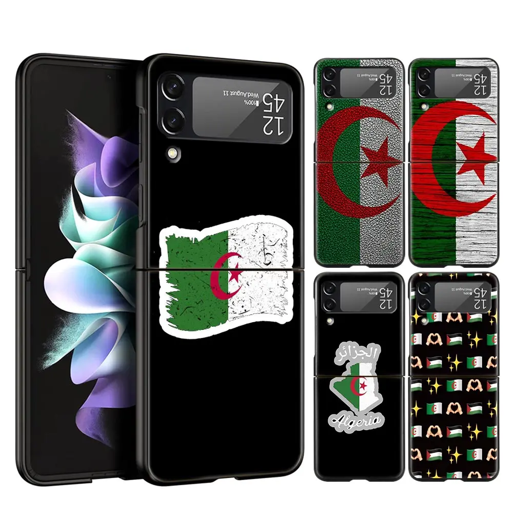 

Algeria Flag Phone Case for Samsung Galaxy Z Flip 3 4 5 Folding Mobile Black Shell For Samsung Z Flip3 Flip4 Flip5 PC Hard Cover