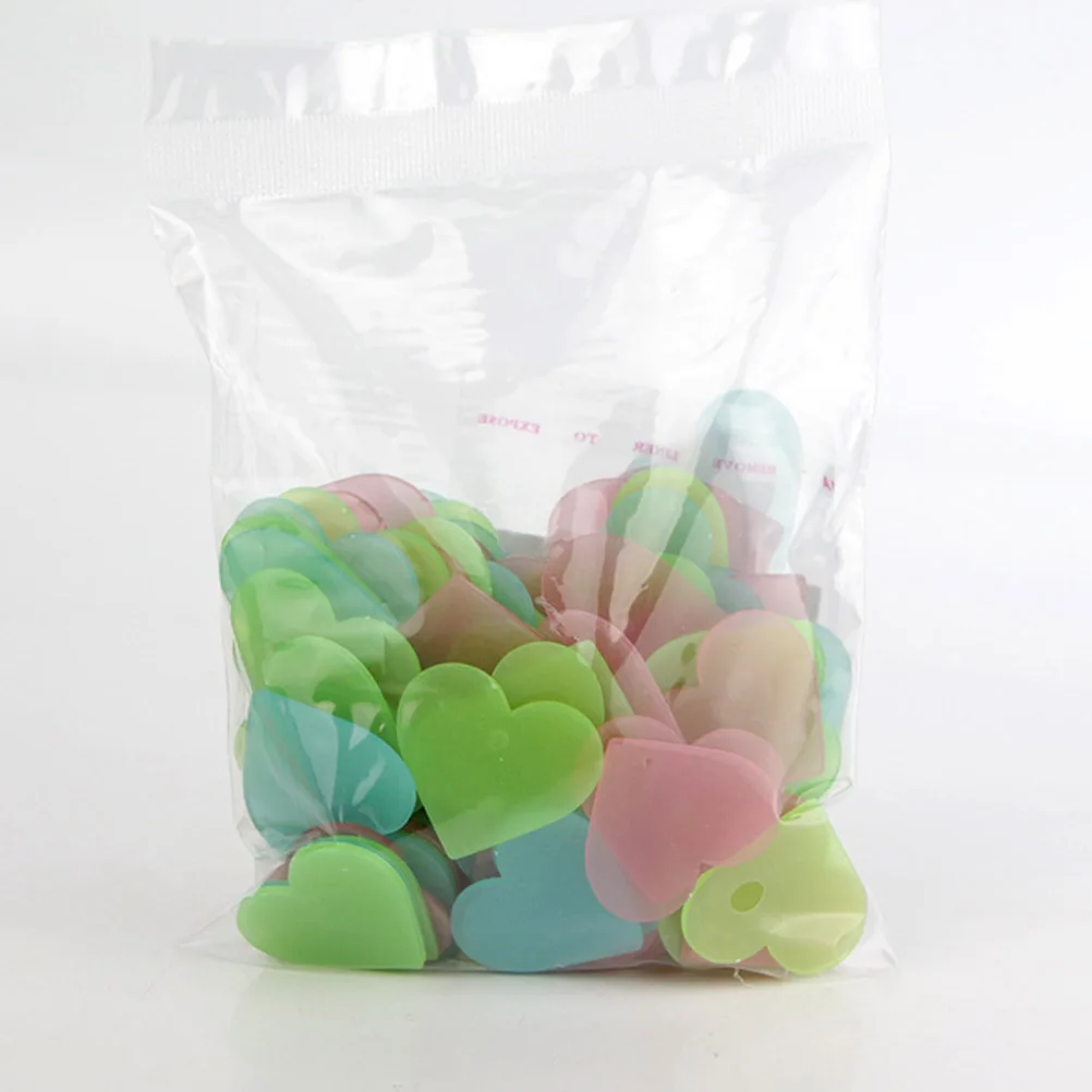 

100pcs Night Glow Heart Stickers 3D Fluorescent Resin Decor For Bedroom Room Nursery Indoor Wall Art Luminous Stereo Wall