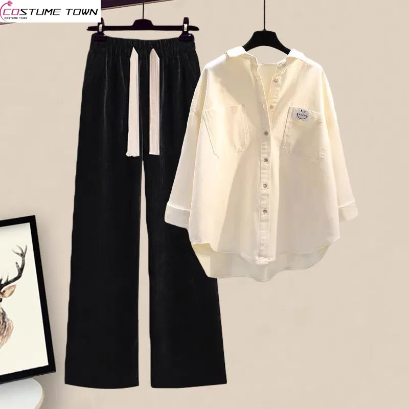 

Spring and Autumn New Women's Suit 2023 Korean White Shirt Age Reducing Casual Pants Elegant Women's Two-piece Set