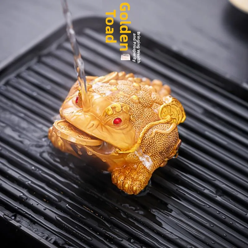 

Color-Changing Tea Pet Ornament Attracting Wealth Golden rannosaurus Premium Tea Ceremony Accories Tea Table Decor
