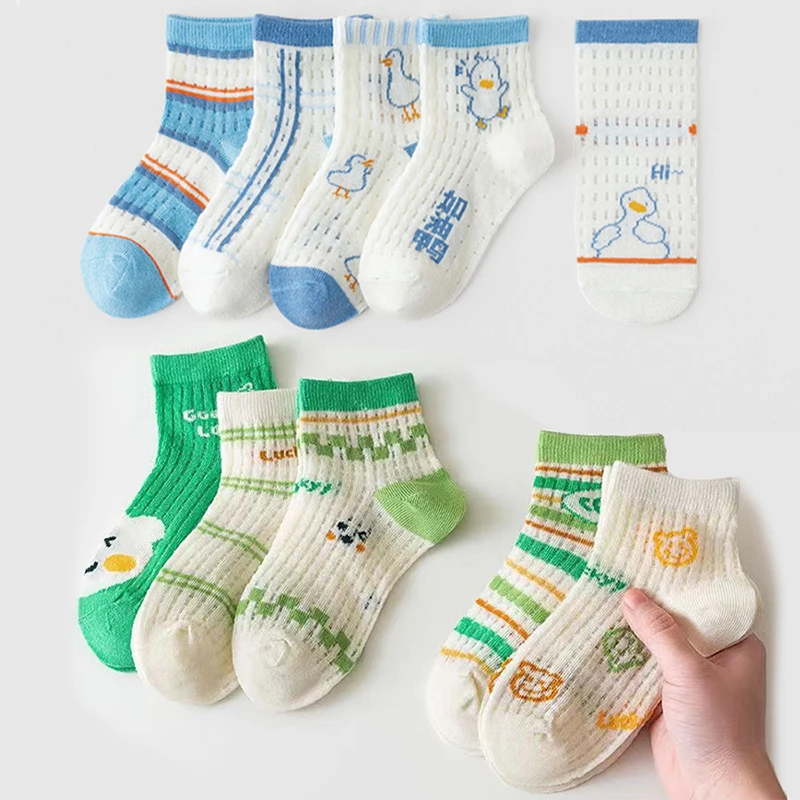 10 pairs of children's socks spring and summer mid-cut boys trendy breathable summer thin mesh socks baby stockings summer