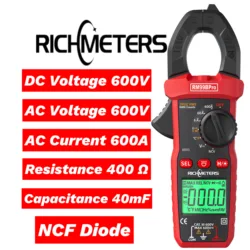 Digital Clamp Meter ACDC 600A Auto Range Flash Light Back Light Ampere DC Current Clamp ELECTRICAL TICK Meter Multimeter