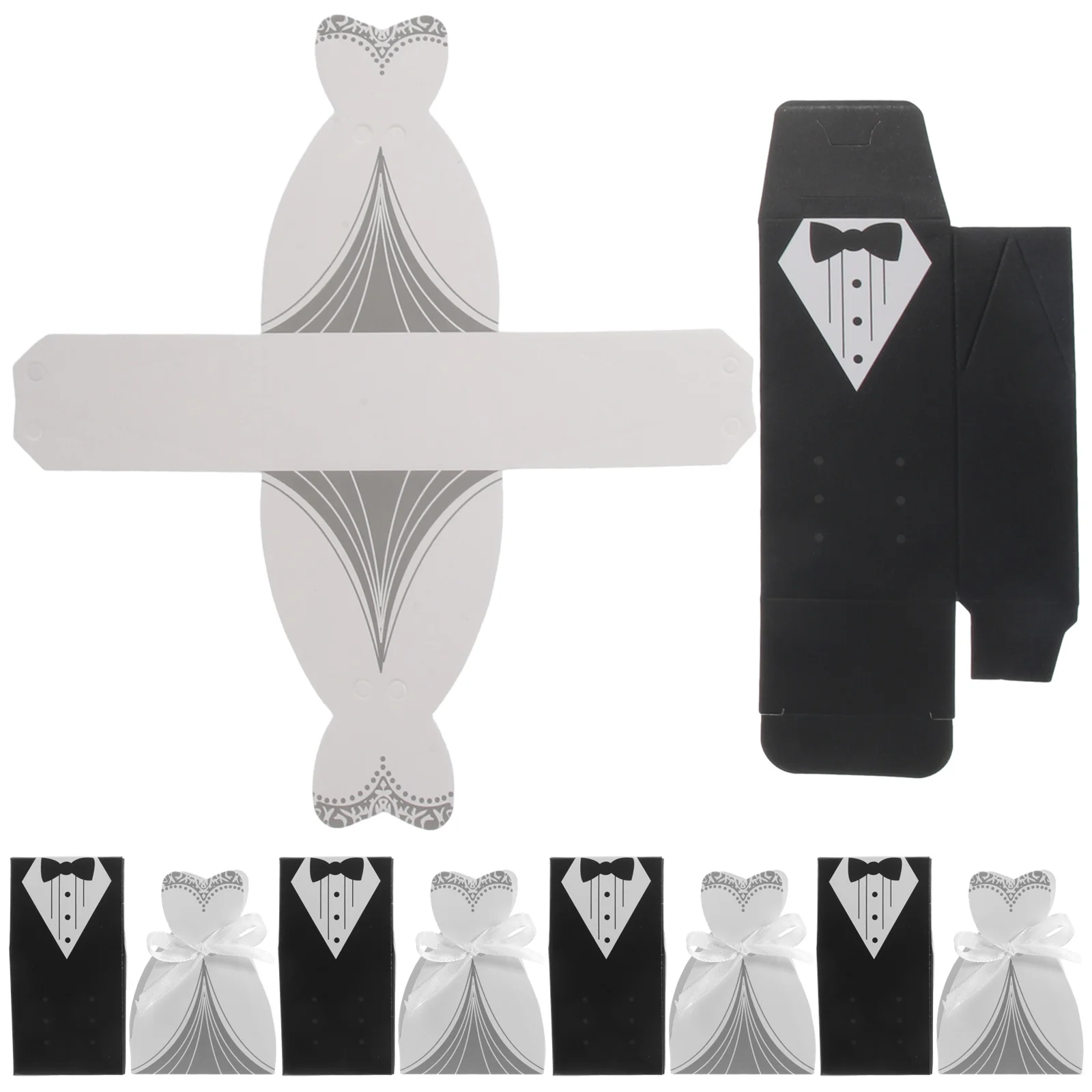 

100Pcs Wedding Party Candy Boxes Bride Groom Shape Elegant Candy Container Bridal Shower Wedding Favors Gift Packing Box