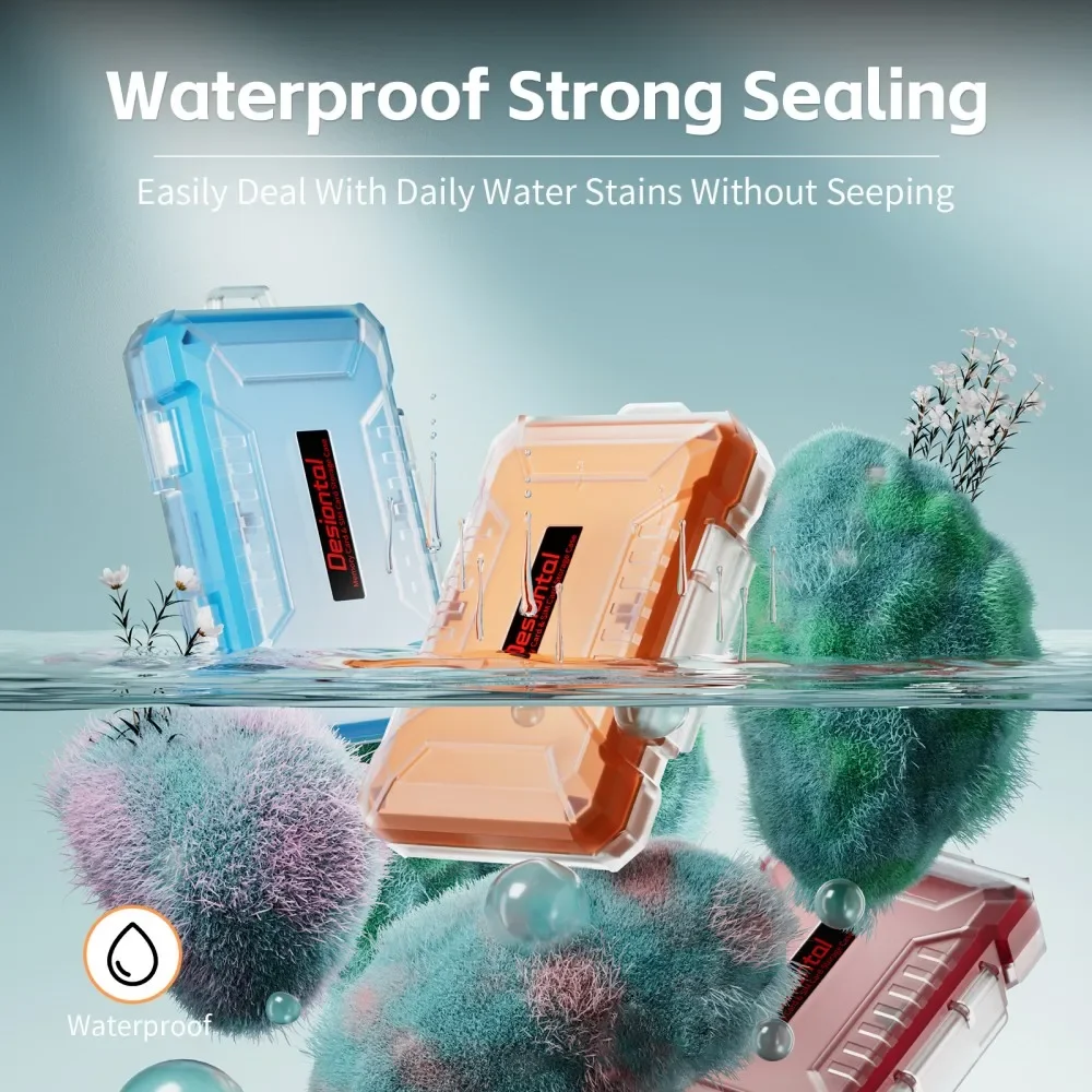 Desiontal Waterproof ABS Memory Card Case Anti-Static Storage Box SD & MicroSD Card Holder for 4 SD Card nd 12 TF/Micro SD Card