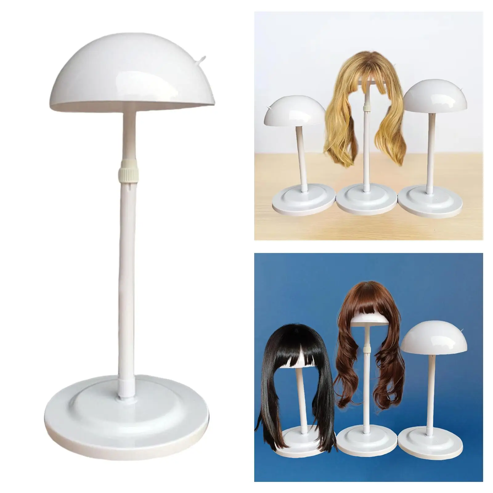 Wig Stand Stable 25-48cm Adjustable Collapsible Display Holder for Styling