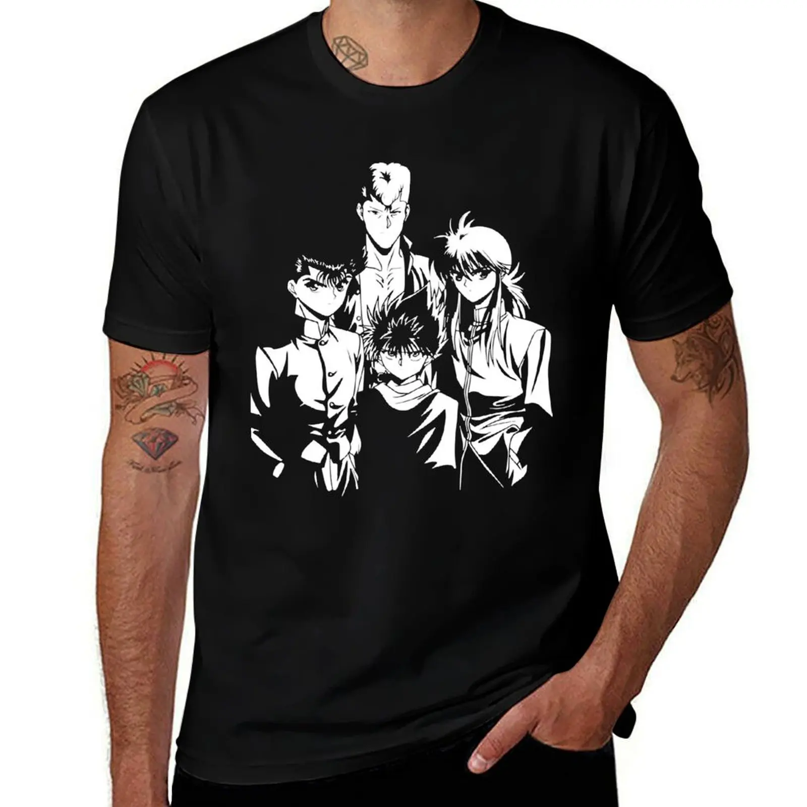 Camiseta de regalo de anime Yuyu Hakusho con arte de los personajes principales de la serie Smart Calculation Spirit World Detective Investigating