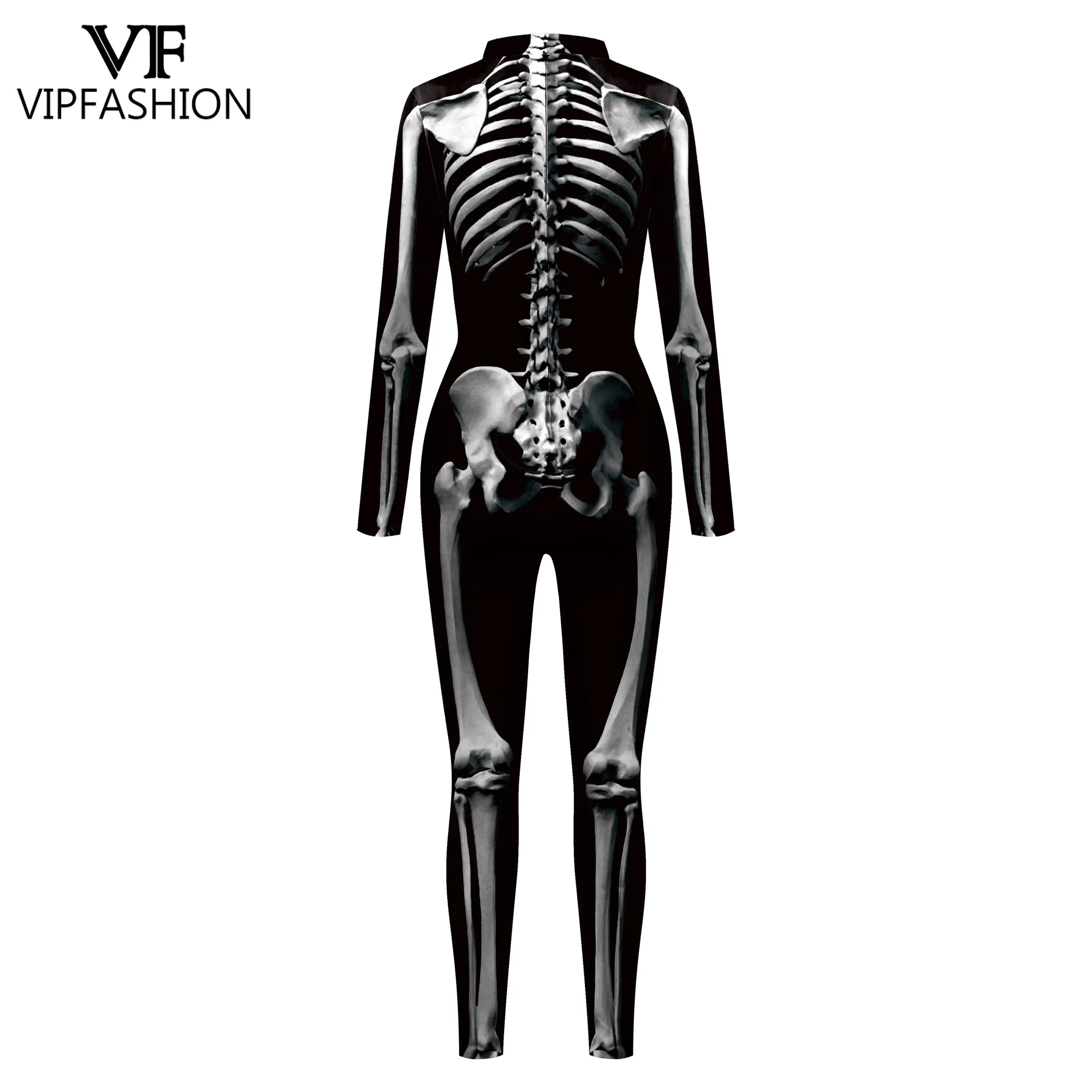 Vip Mode Volwassen Skelet Cospaly Kostuum Unisex Halloween Ghost Jumpsuit Carnaval Feest Zentai Bodysuit Enge Show Outfit Pak