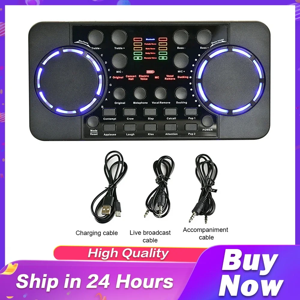 V300 Pro Bluetooth-compatible Sound Card Audio Interface Mixer DJ Digital Effect Noise Reduction Console USB Record For Singing