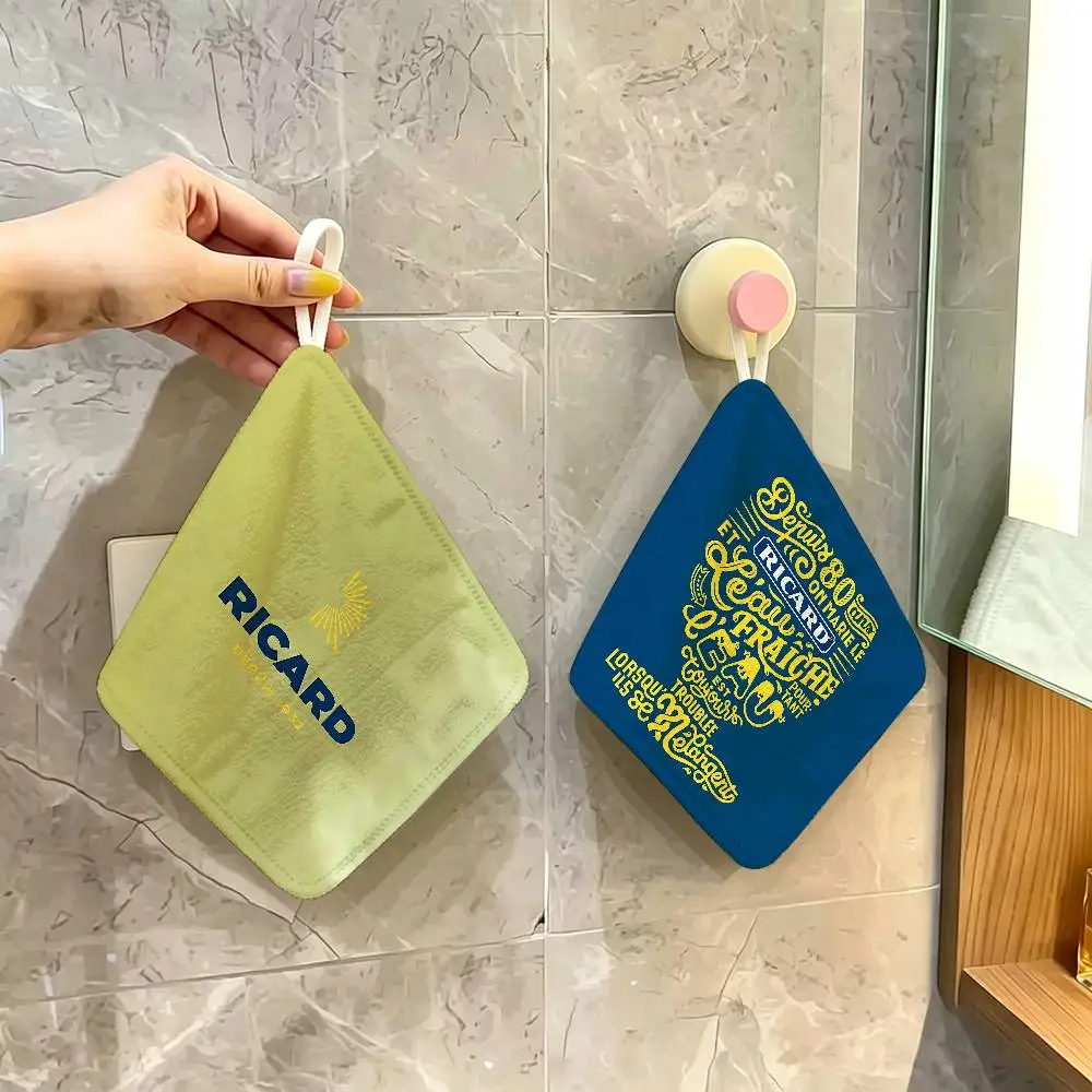 R-RicardS LOGO Polyester Cotton Hanging Kitchen Towel, Soft Hand Wiping Towel, Reusable For Kitchen Bathroom Home