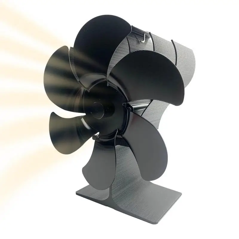 

Wood Stove Fan 6 Leaves Thermoelectric Heat Powered Fan Eco Silent Circulation Handle Aluminum Heat Powered Stove Fan