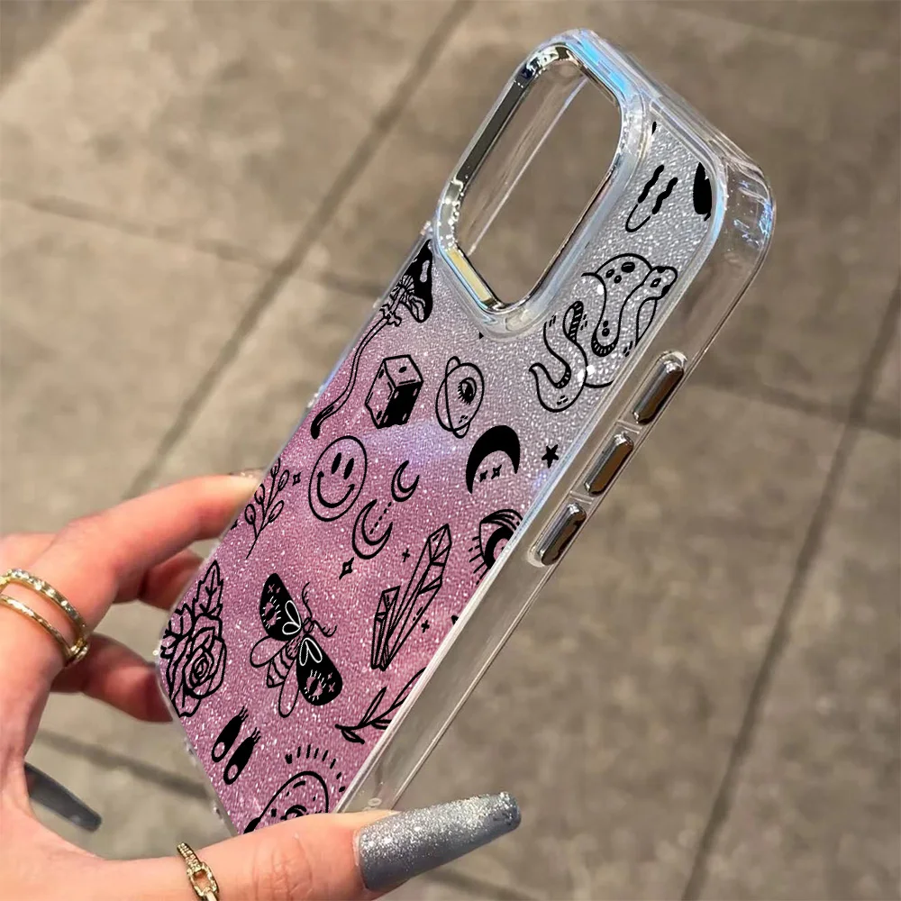 라인 아트 검은 나비 도금 투명 폰 케이스 (OPPO Reno4 Reno5 Reno6 Reno8 Reno11 Reno12 Reno13 Z T F Pro 4G 5G 용)