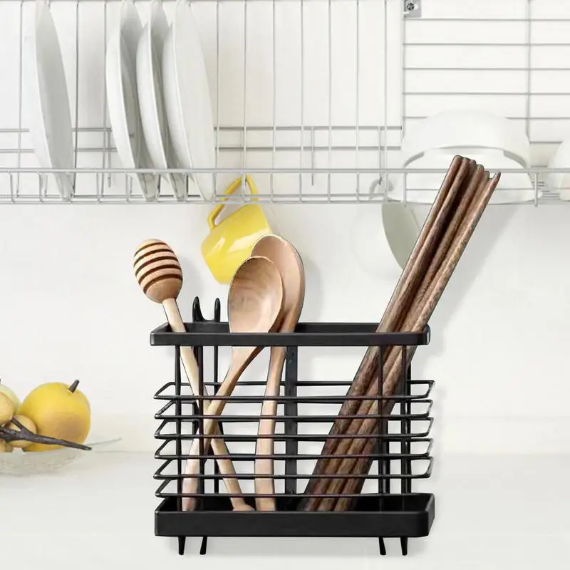 Dishwasher Basket Chopstick Drying Rack With Hooks Practical Kitchen Utensils With 2 Divided Compartments For Straws Spoons