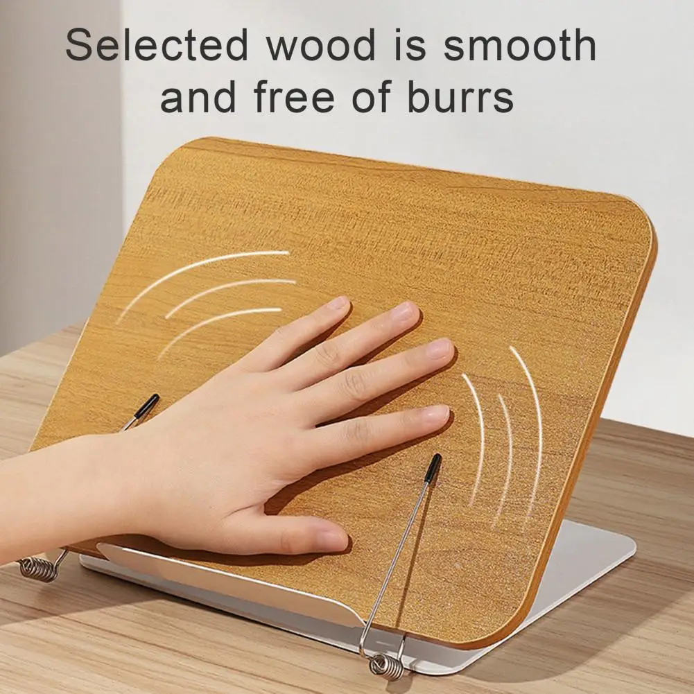 Ergonomiczny stojak do czytania Regulowany drewniany stojak na książki 360°° Obrotowa podstawa Elastyczne klipsy do stron do czytania przepisów na nuty