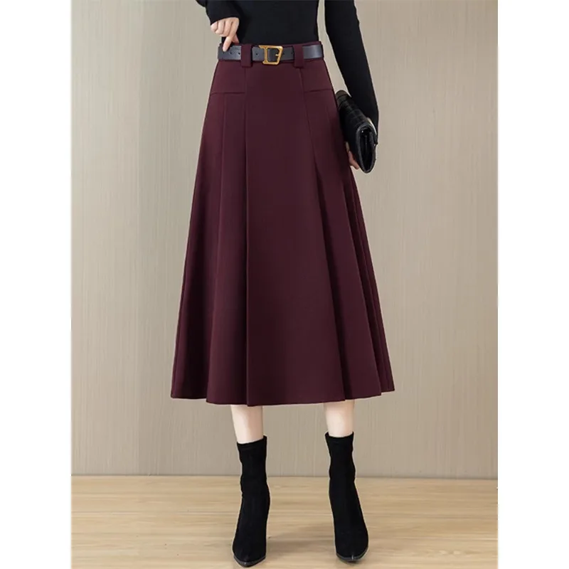 

Melard Ankora Red Midi Skirt for Women, and Winter Elegant Flared Skirt, A-line Slimming Pleated Skirt