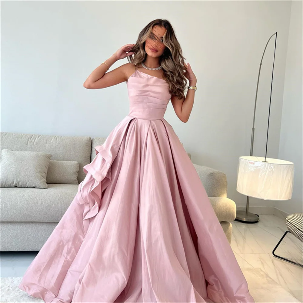 Welove Sexy Strapless Ball Gown Prom Dress Grace Light Pink Party Dress Satin Evening Dress Simple Ball Gown Evening Dress